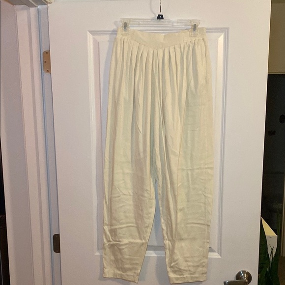 Vintage Pants - Vintage HMJ Cream Pleated Pants - sweatpants material - XL